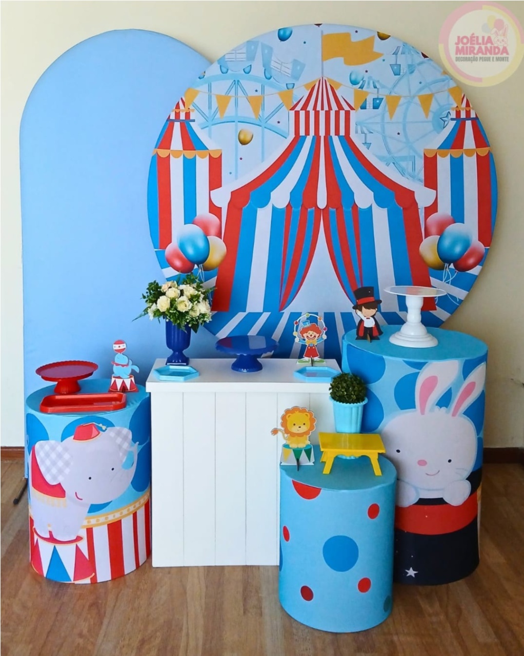 K0026 - 1 - Kit Diamante Circo - Azul Bebê - JoéliaMirandaDecora