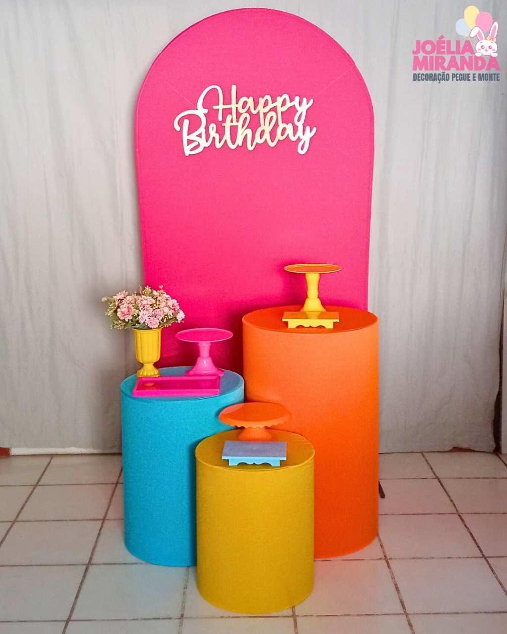 C000014 -  Pink, Azul, Laranja E Amarelo - JoéliaMirandaDecora