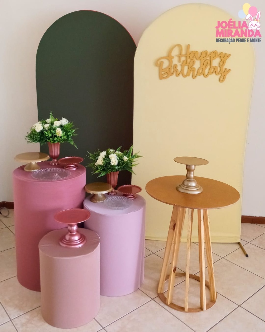 C000016 - Verde Oliva / Amarelo Bebê / Rosas Antigos - JoéliaMirandaDecora