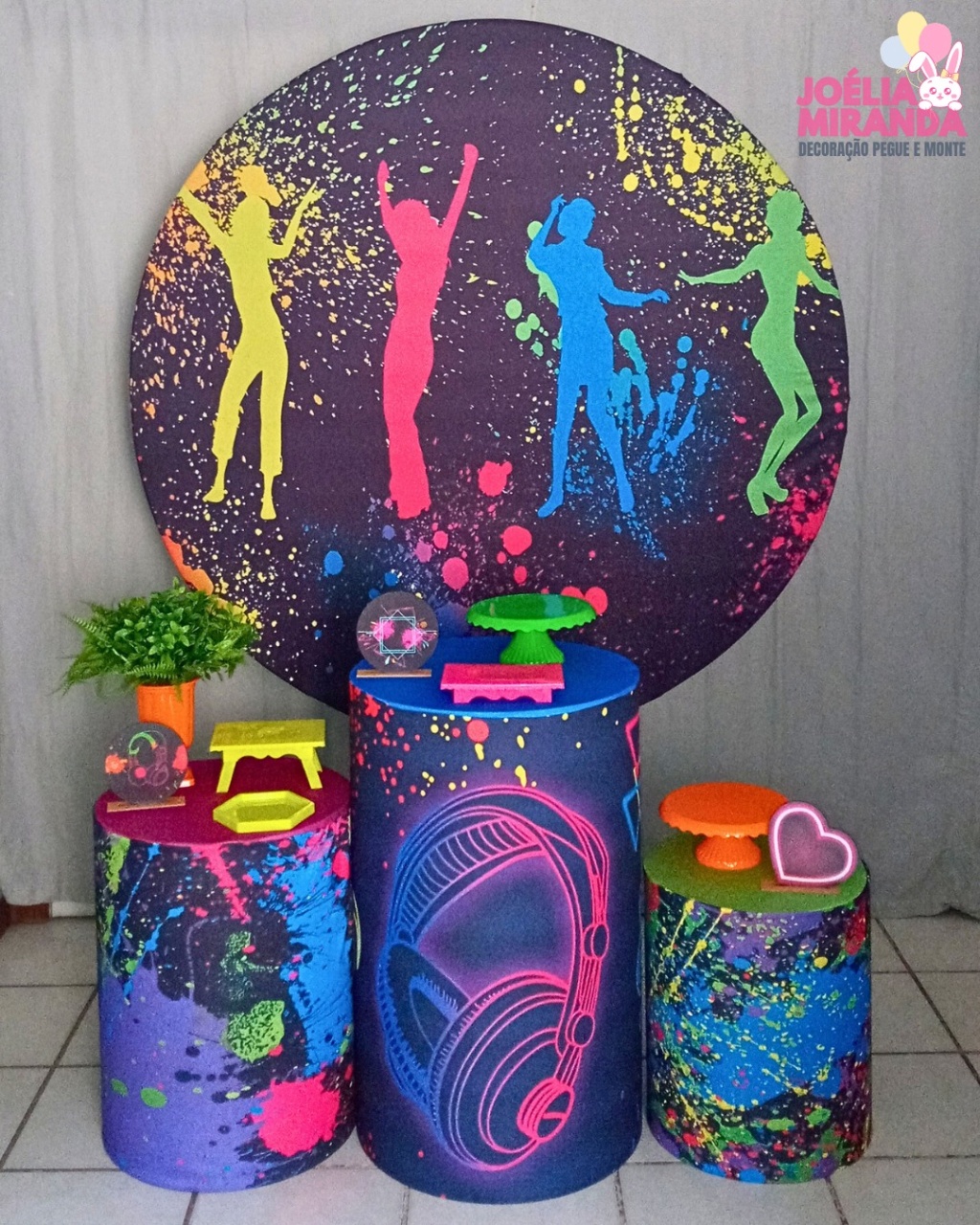 K0021 - 1  - Kit Prata Neon / Baladinha / Discoteca - JoéliaMirandaDecora