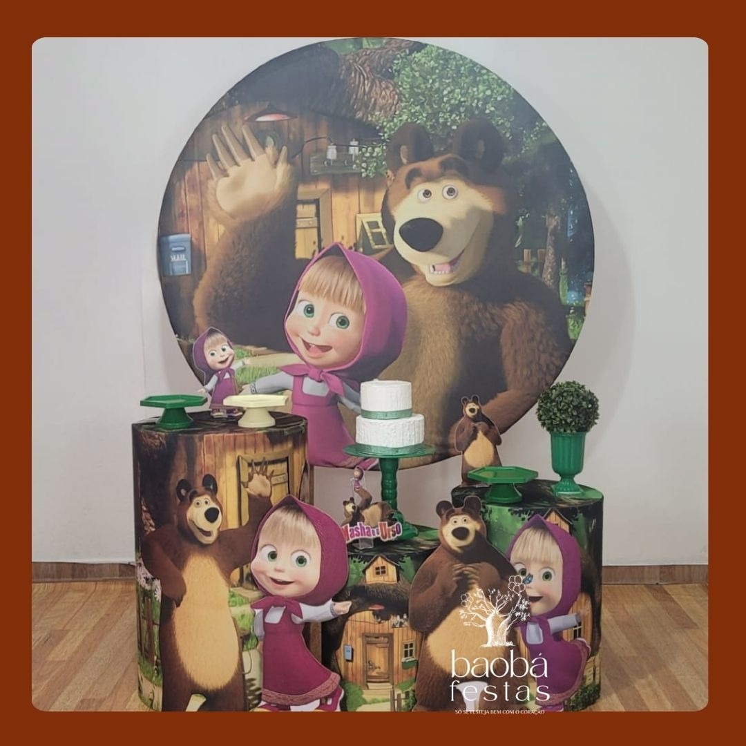 Kit Ouro - Masha E O Urso - Menino - Baobafestas
