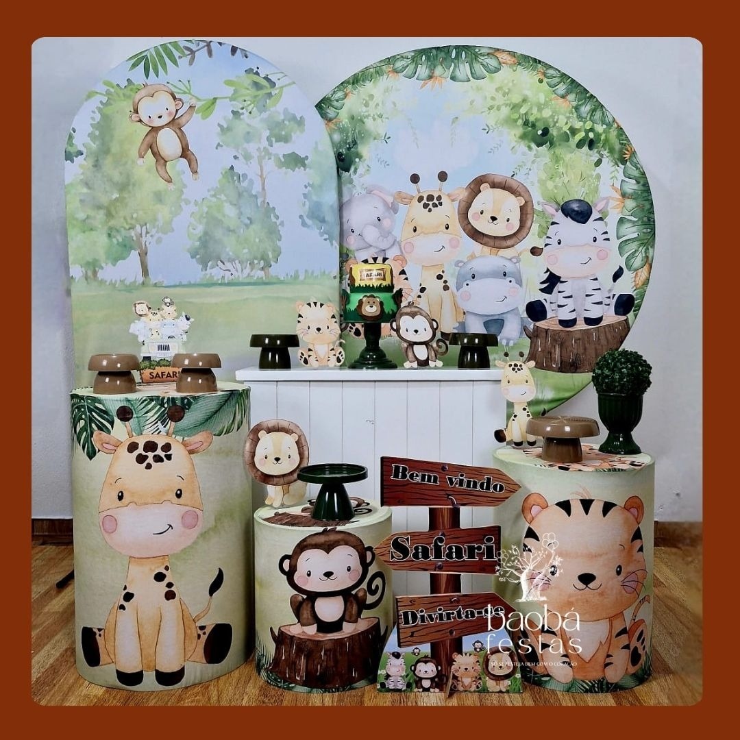 Safari Tradicional - Kit Luxo + Totem de Chão Placa - Baobafestas