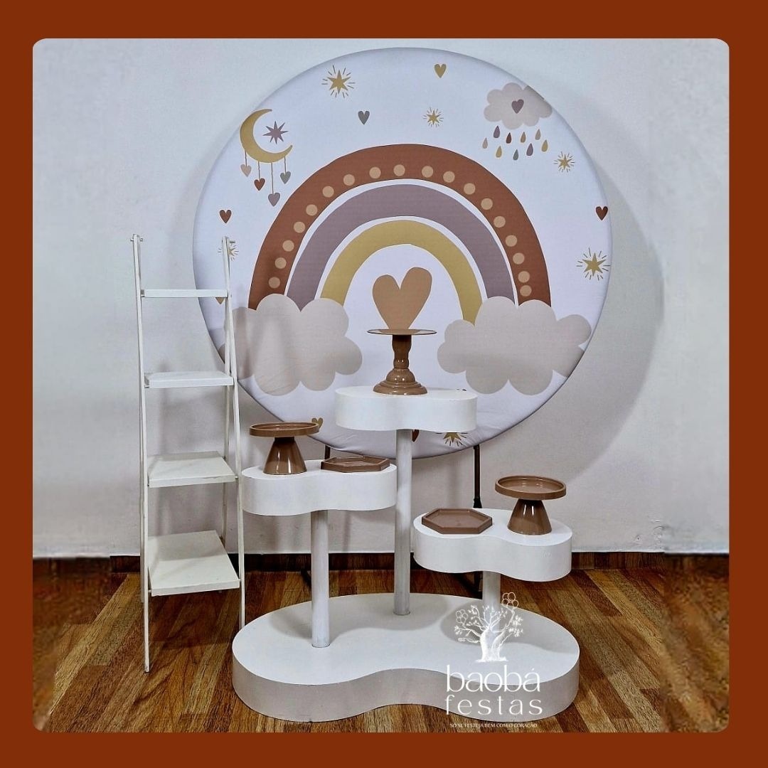 Arco Iris Boho (59) - Compsição Com Trio Ôrganico + Escadinha - Baobafestas