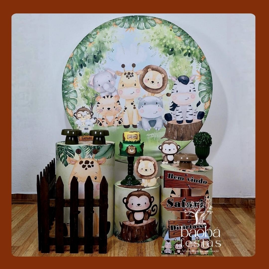 Safari Tradicional - Kit Ouro (+ Cerca + Totem de Chão) - Baobafestas