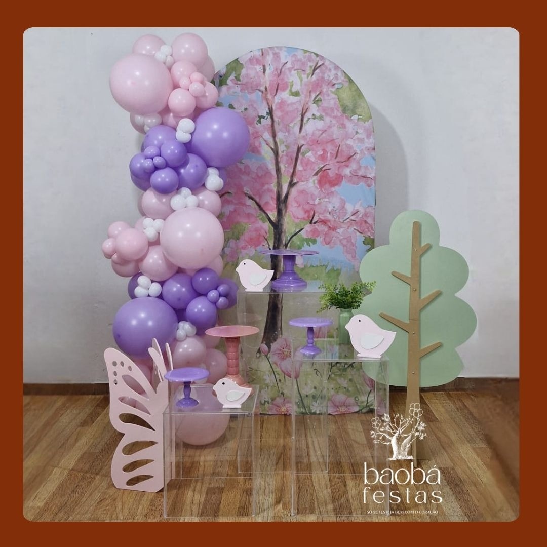 Jardim Encantado (21) - Composição Mesas Acrilicas - (Sem Balões)  - Baobafestas