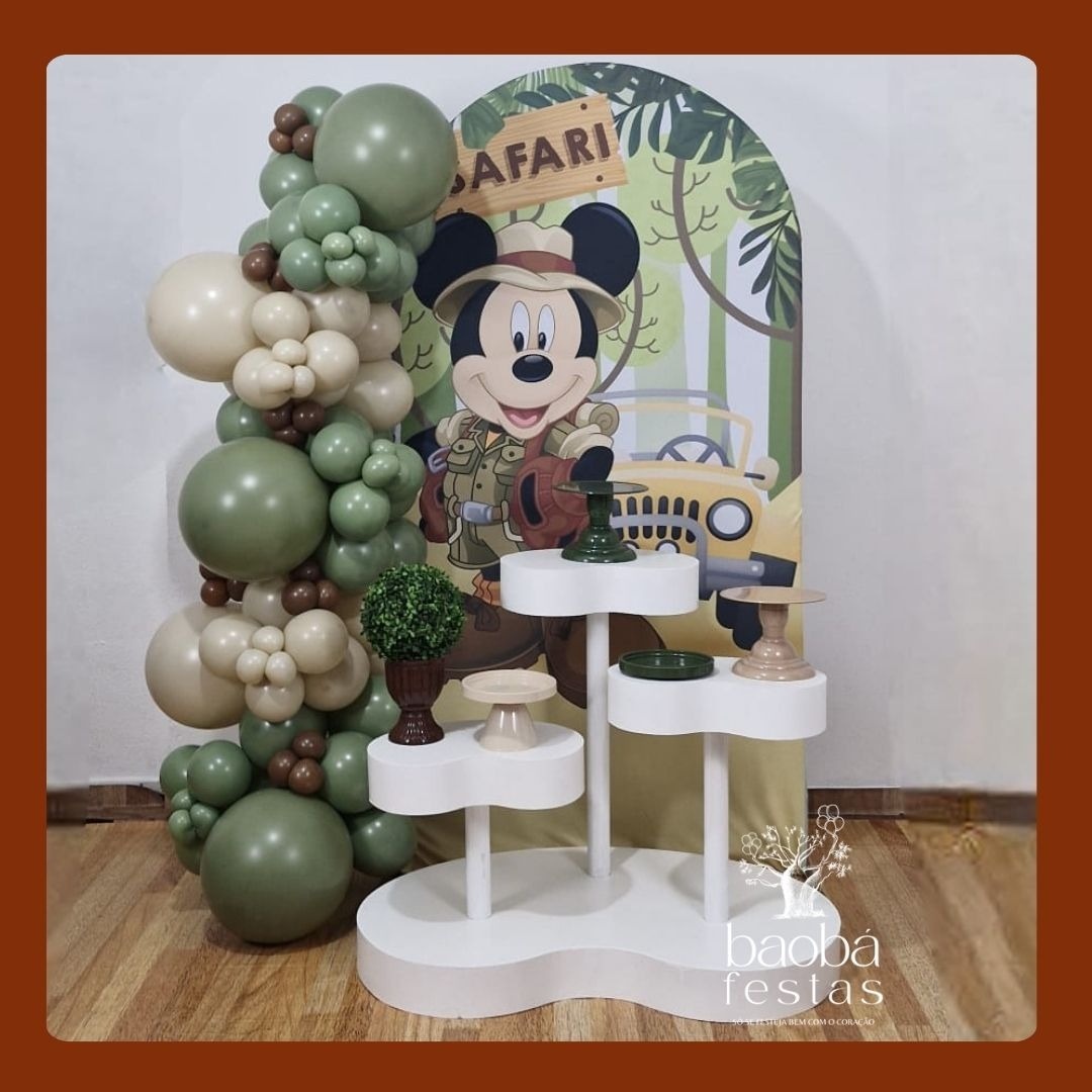 Composição - Mickey Safari - Mesas Orgânicas - Sem Balões  - Baobafestas