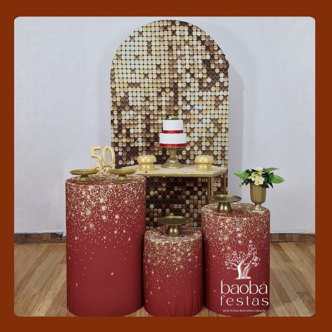Kit Diamante - Vermelho Com Dourado - Painel Romano - Baobafestas