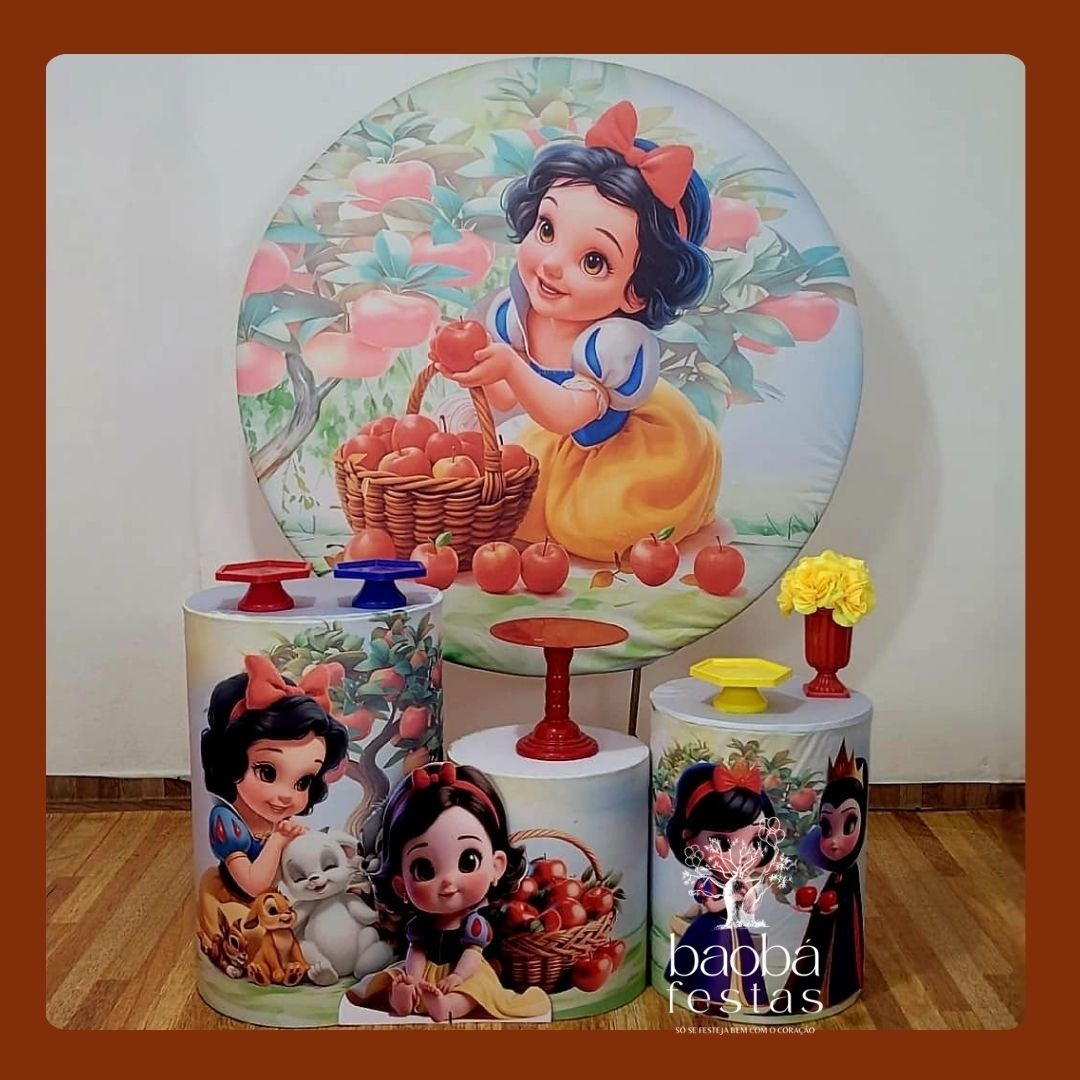 Branca de Neve Baby (145) - Kit Prata + Totem  - Baobafestas