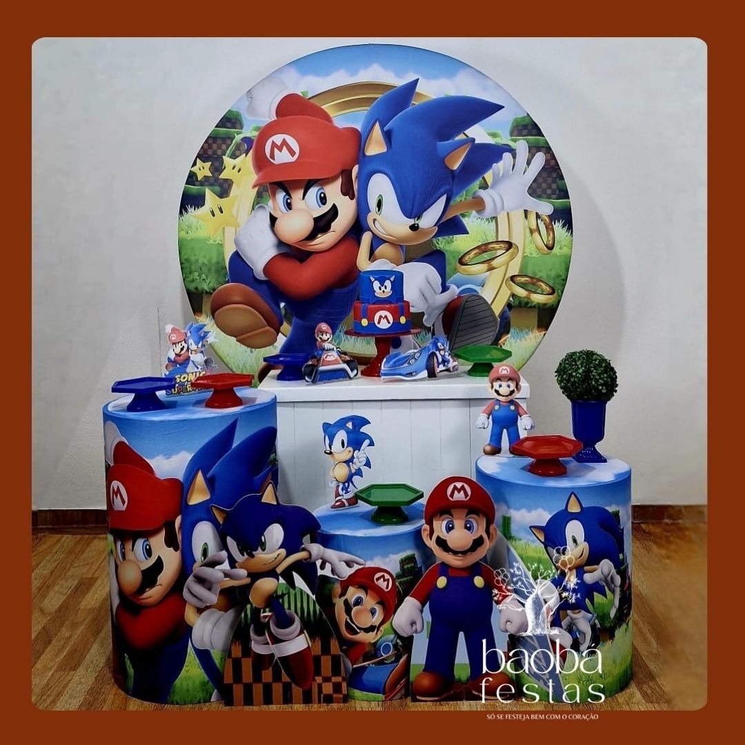 Super Mario + Sonic - Kit Diamante (+2 Totens)  - Baobafestas