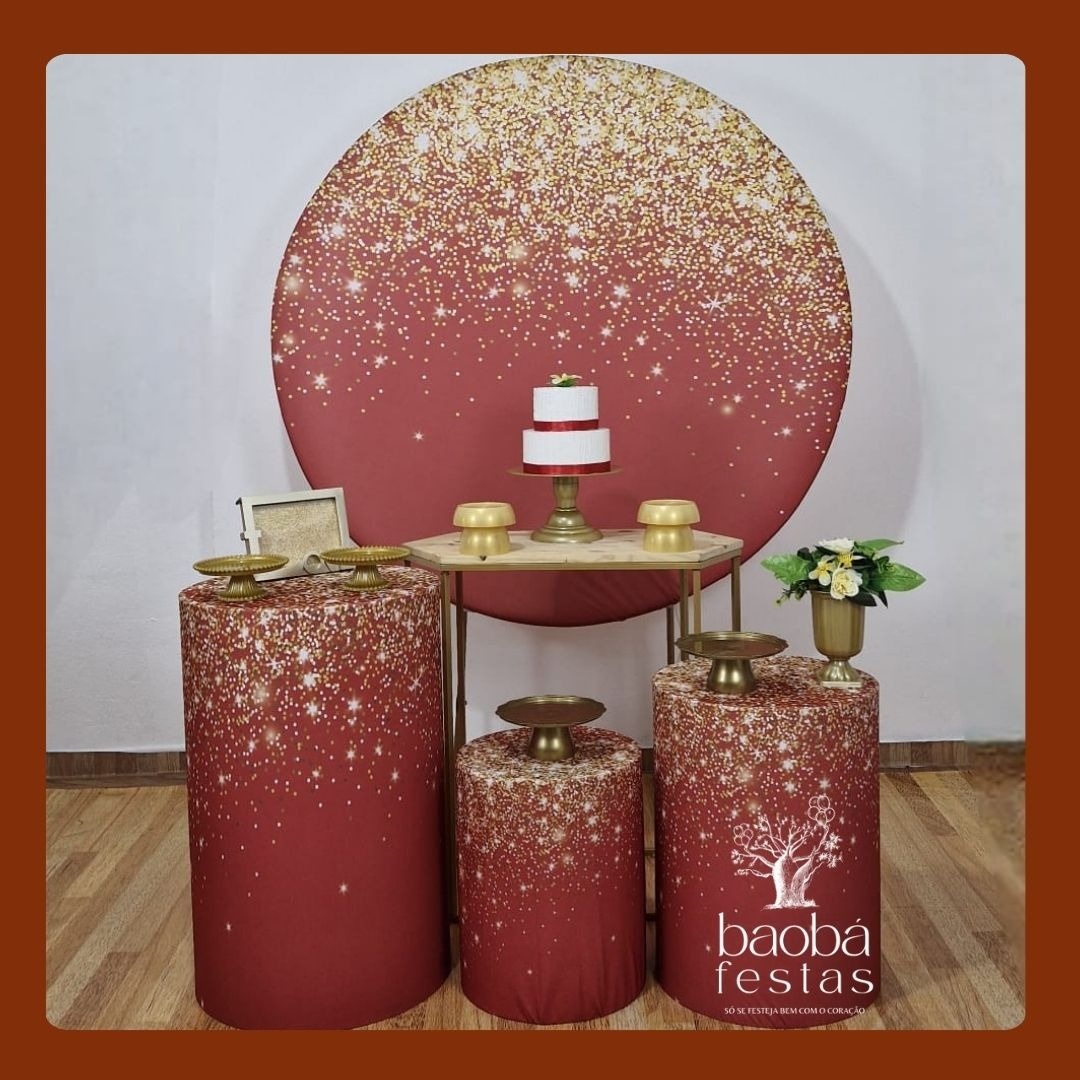 Kit Diamante - Vermelho Com Dourado - Com Porta Retrato - Baobafestas