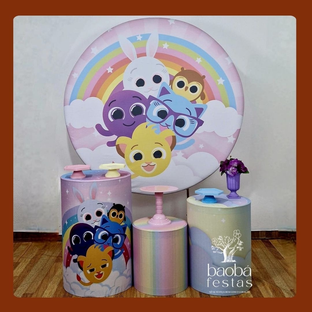 Kit Prata - Bolo Fofos Rosa - Baobafestas