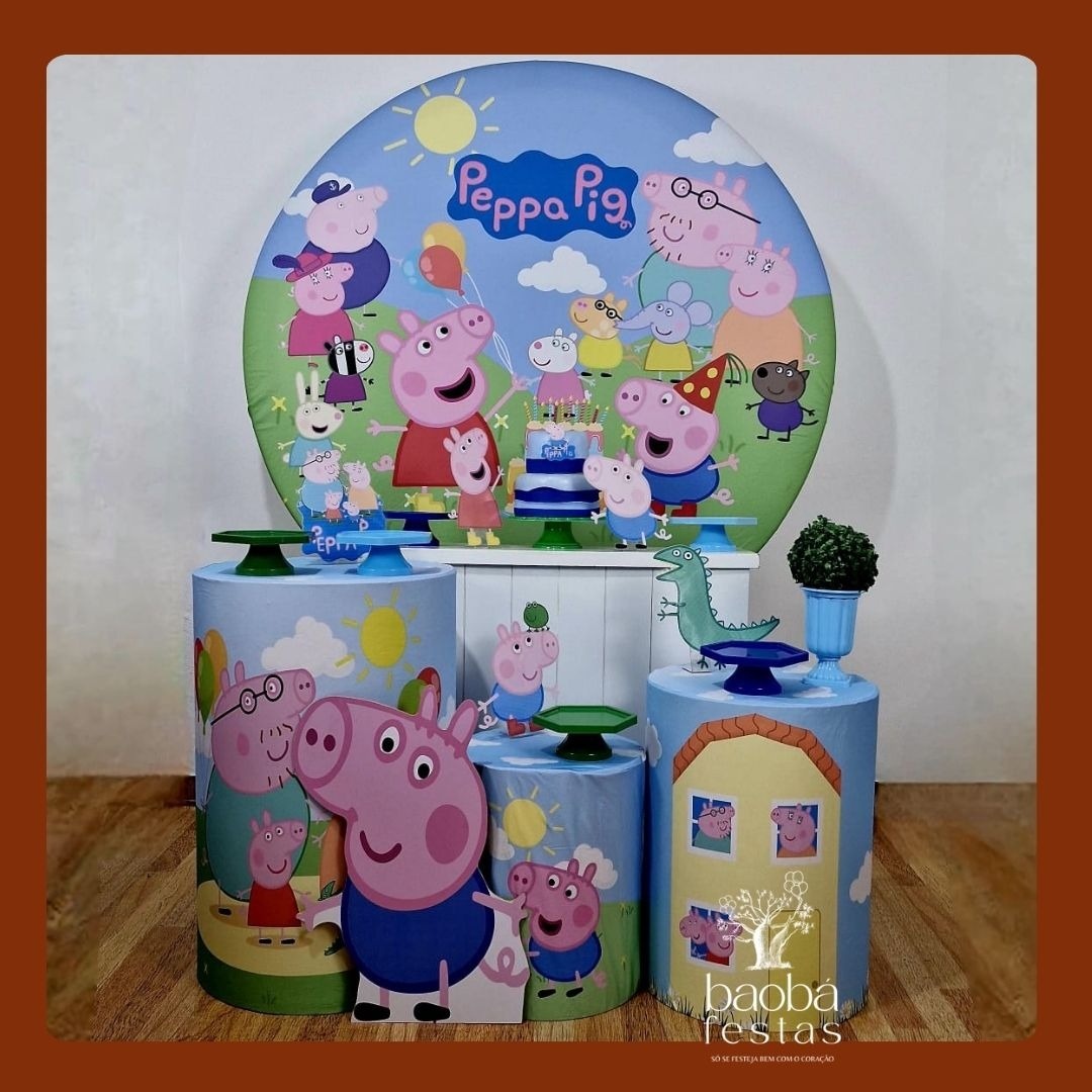 Peppa Pig Azul (76) - Kit Diamante (+Totem) - Baobafestas