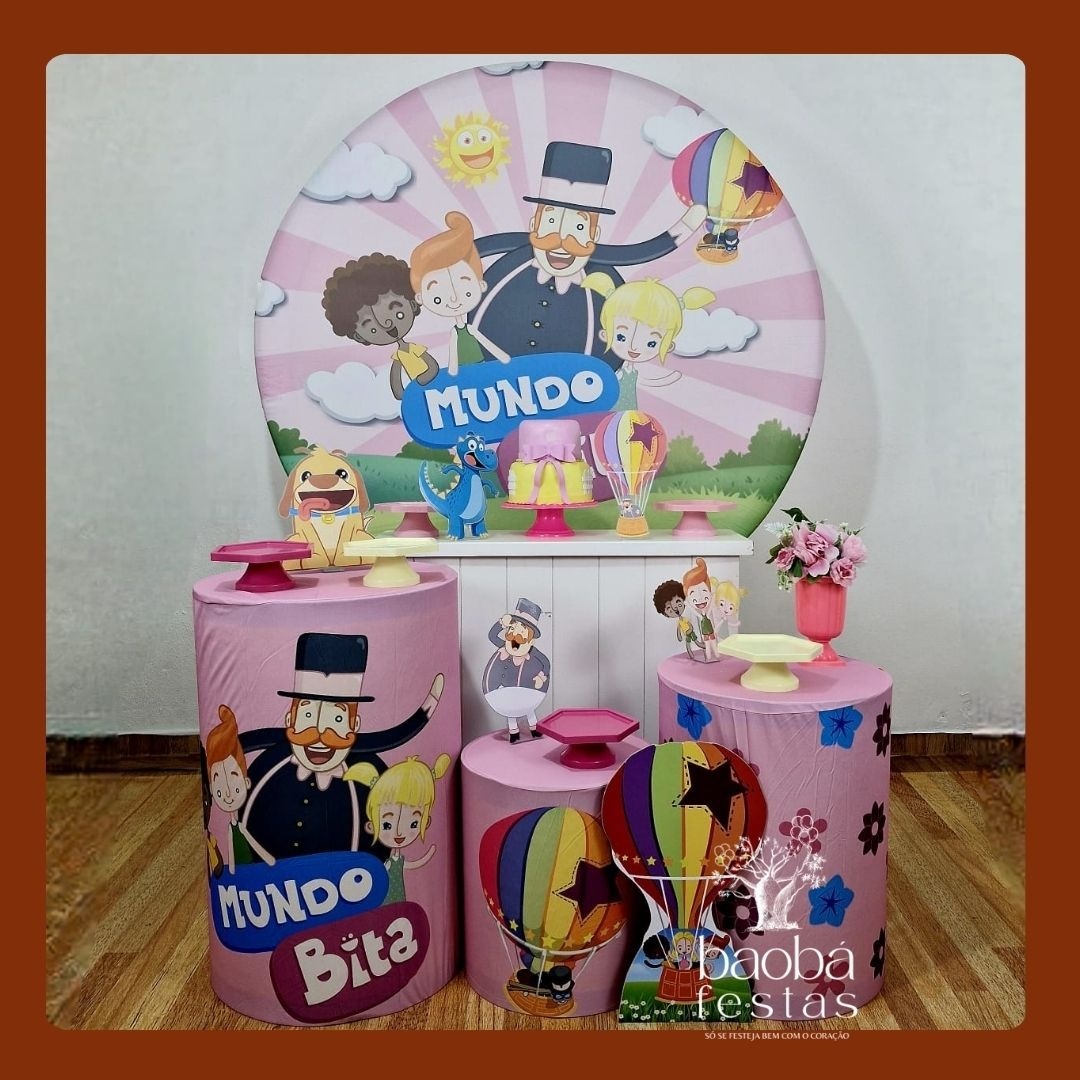 Mundo Bita Rosa - Kit Diamante (+ Totem de Chão Balão) - Baobafestas