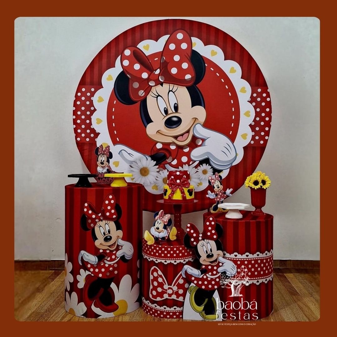 Minnie Vermelha (58) - Kit Ouro (+1 Totem) - Baobafestas