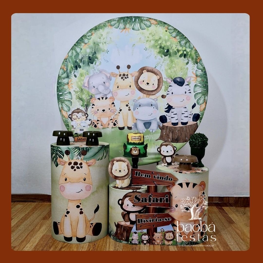 Safari Tradicional - Kit Ouro + Totem de Chão Placa - Baobafestas