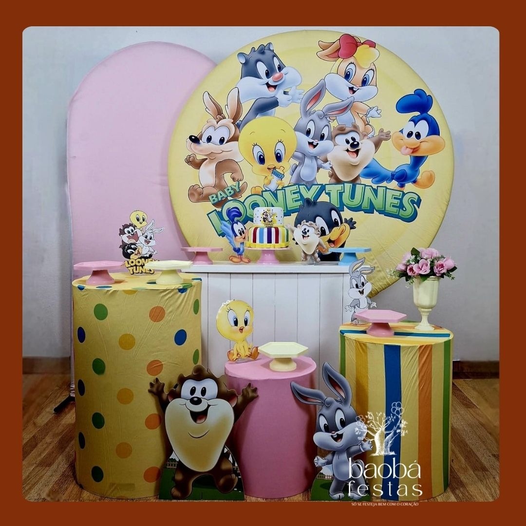 Looney Tunes Rosa (126) - Kit Luxo ( +2 Totens)  - Baobafestas