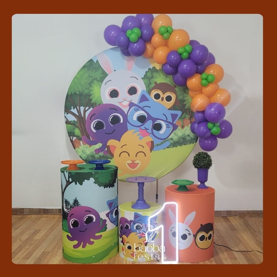Kit Prata - Bolo Fofos Tradicional + Idade Em Led - Sem Balões - Baobafestas