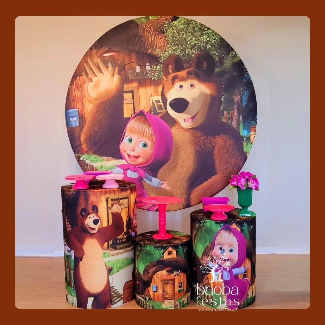 Kit Prata - Masha E O Urso Menina - Baobafestas