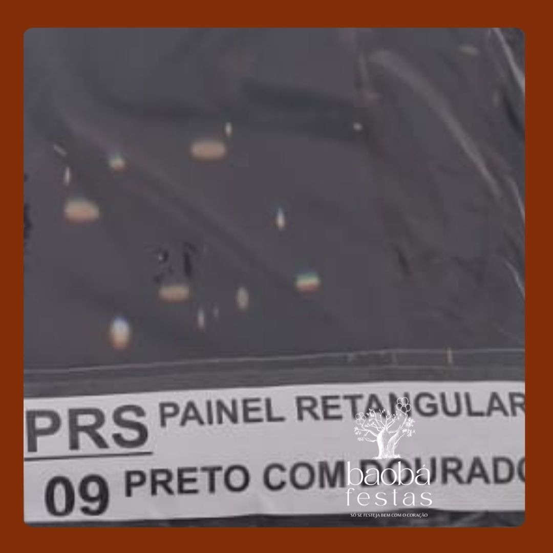 Tecido Retangular Sublimado 2X1 - Preto Com Dourado - Baobafestas
