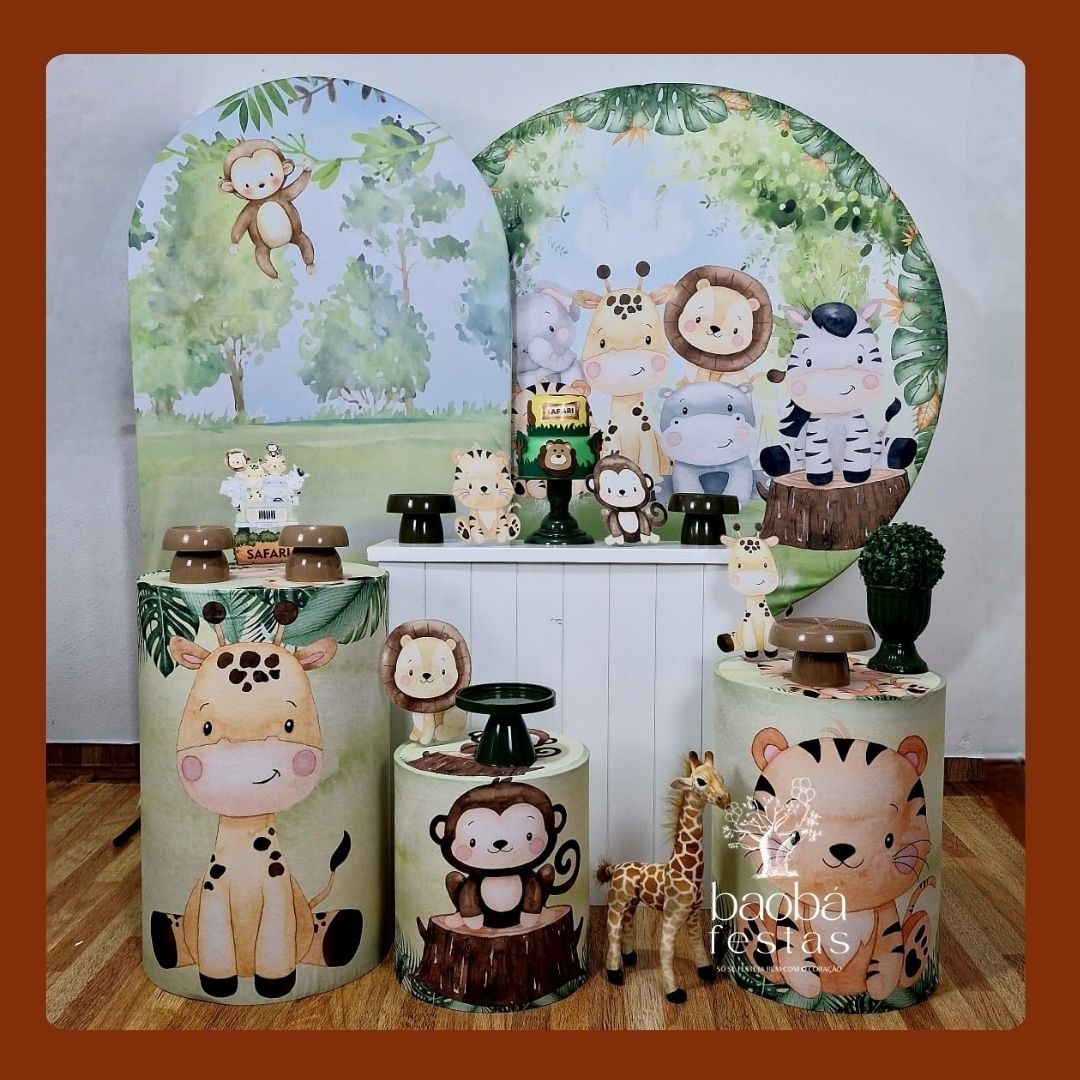 Safari Tradicional - Kit Luxo + Pelúcia Girafa - Baobafestas