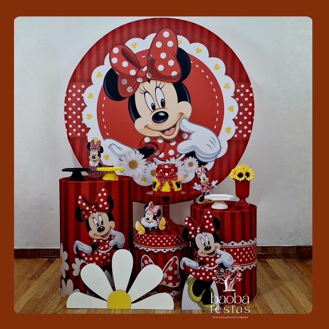 Minnie Vermelha (58) - Kit Ouro  ( +2 Totens) - Baobafestas