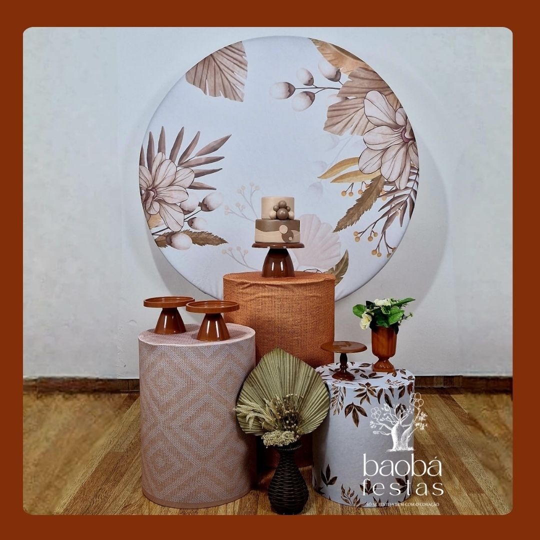 Floral Terracota (94) - Kit Ouro (+ Vaso Boho) - Baobafestas