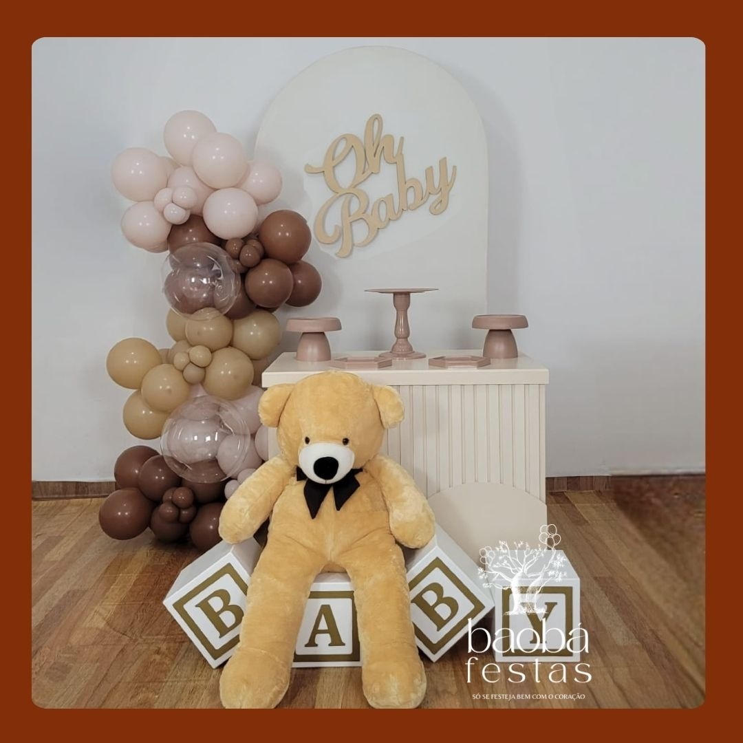 Oh Baby - Composição - Mesa Onda+ Cubos G + Urso - Sem Balões - Baobafestas
