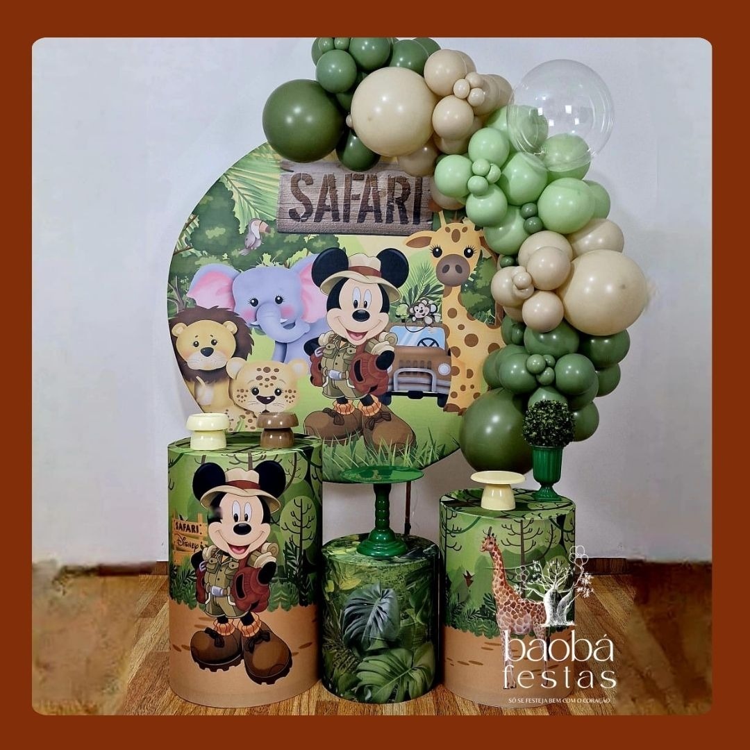 Mickey Safari - Kit Prata (Sem Balões) - Baobafestas