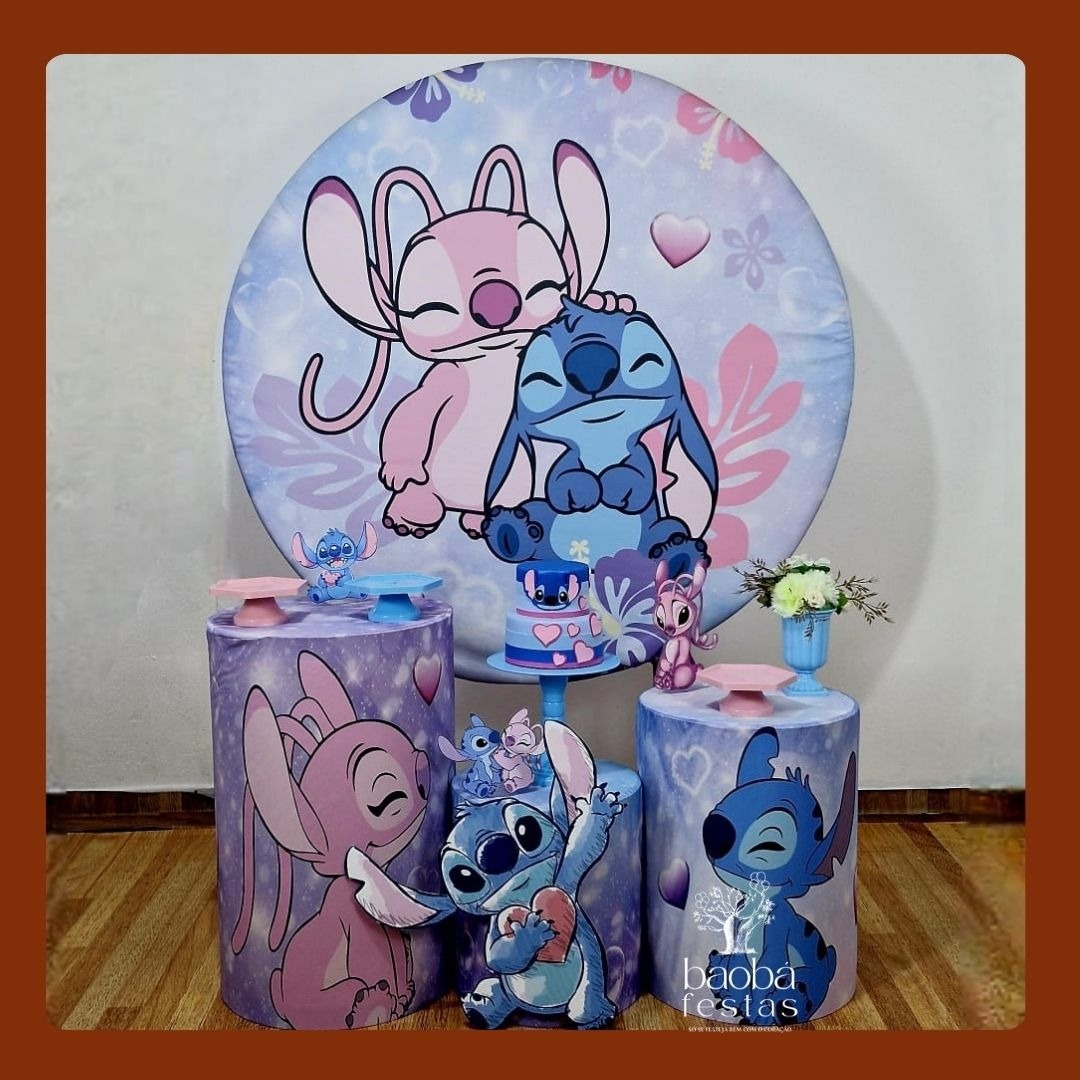 Kit Ouro - Stitch E Angel + Totem de Chão Stitch - Baobafestas