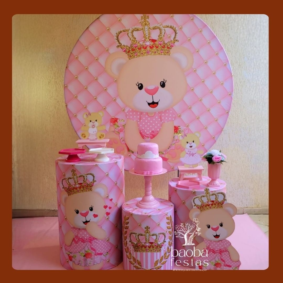 Kit Ouro - Ursinha Rosa - Baobafestas