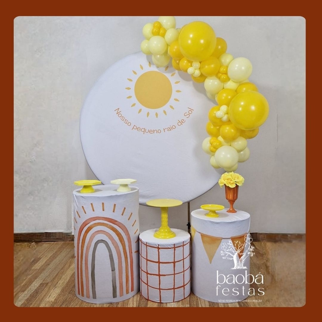 Raio de Sol (130) - Kit Prata (Com Balões) - Baobafestas
