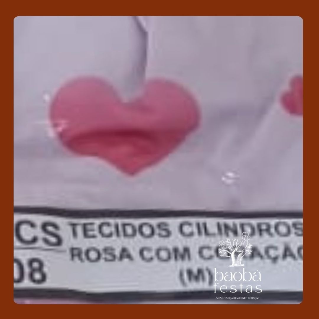Tecidos de Cilindros - Rosa Com Coração Invertido (M)   - Baobafestas