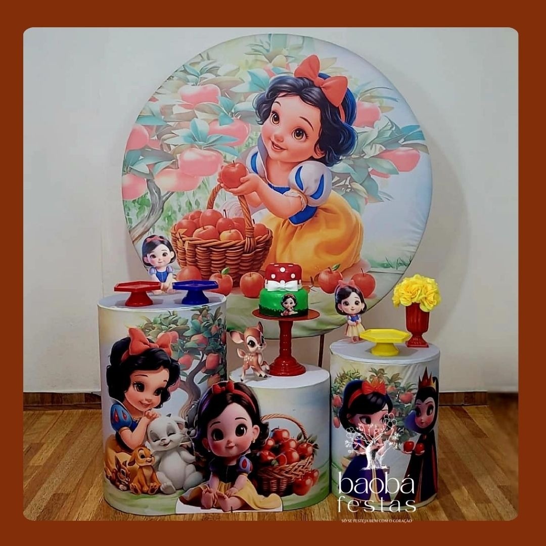 Branca de Neve Baby (145) - Kit Ouro + Totem  - Baobafestas