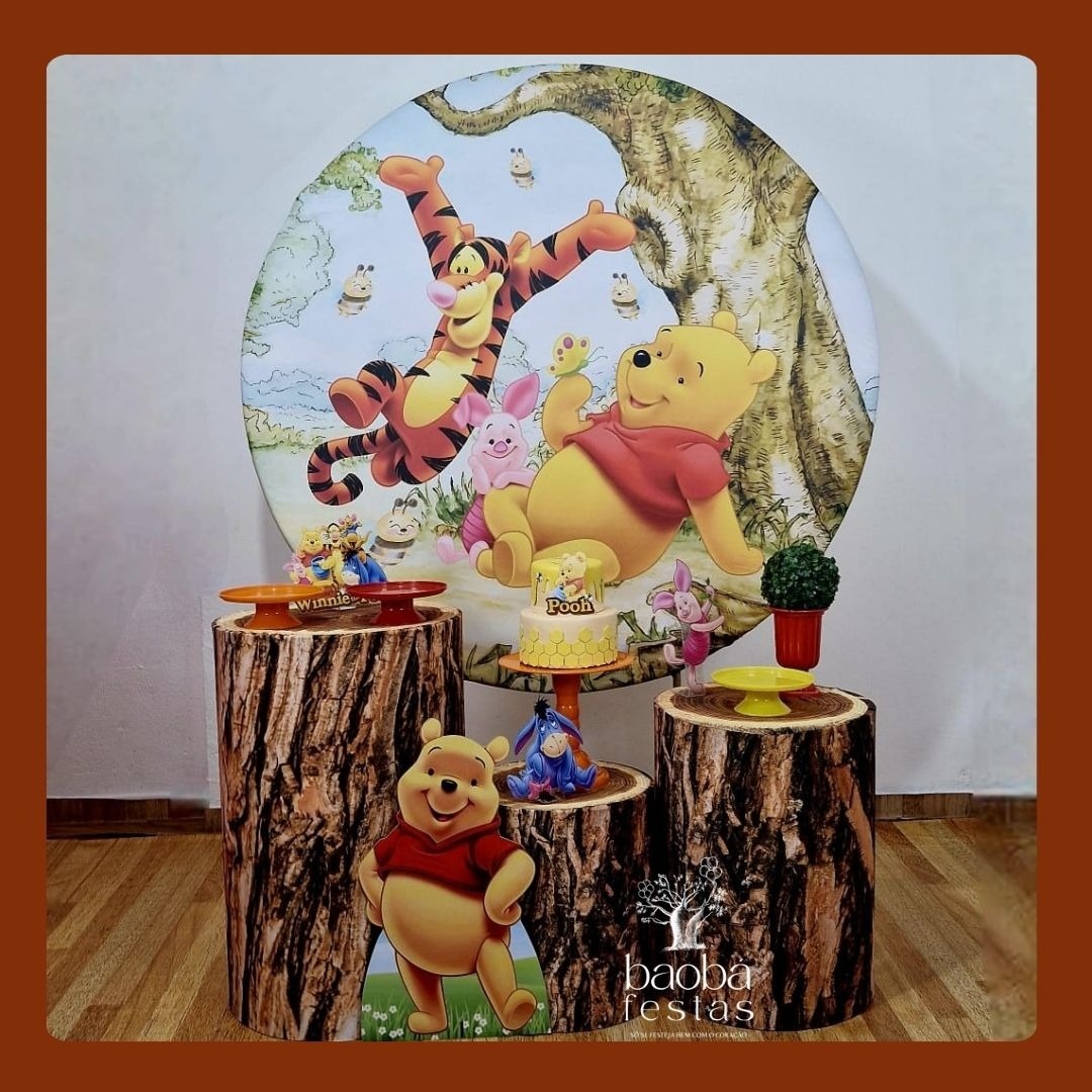 Kit Ouro - Ursinho Pooh + 1 Totem de Chão - Baobafestas