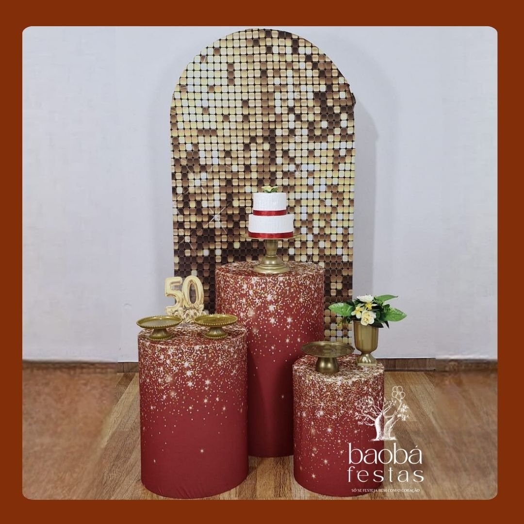 Kit Ouro - Vermelho Com Dourado (Painel Romano)  - Baobafestas