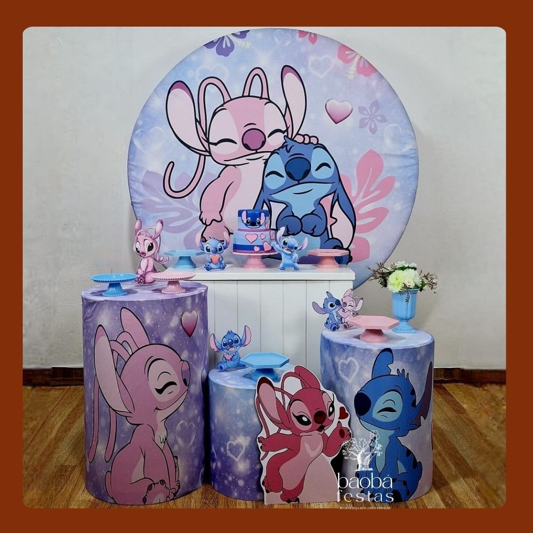 Kit Diamante - Stitch E Angel - Sem Totem de Chão - Baobafestas