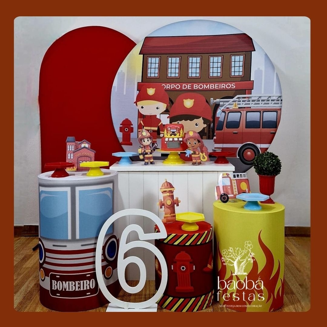 Kit Luxo - Bombeiros - Sem Idade Em Mdf  - Baobafestas