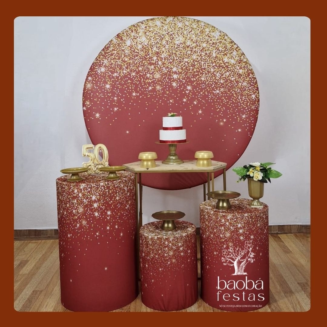 Kit Diamante - Vermelho Com Dourado  - Baobafestas