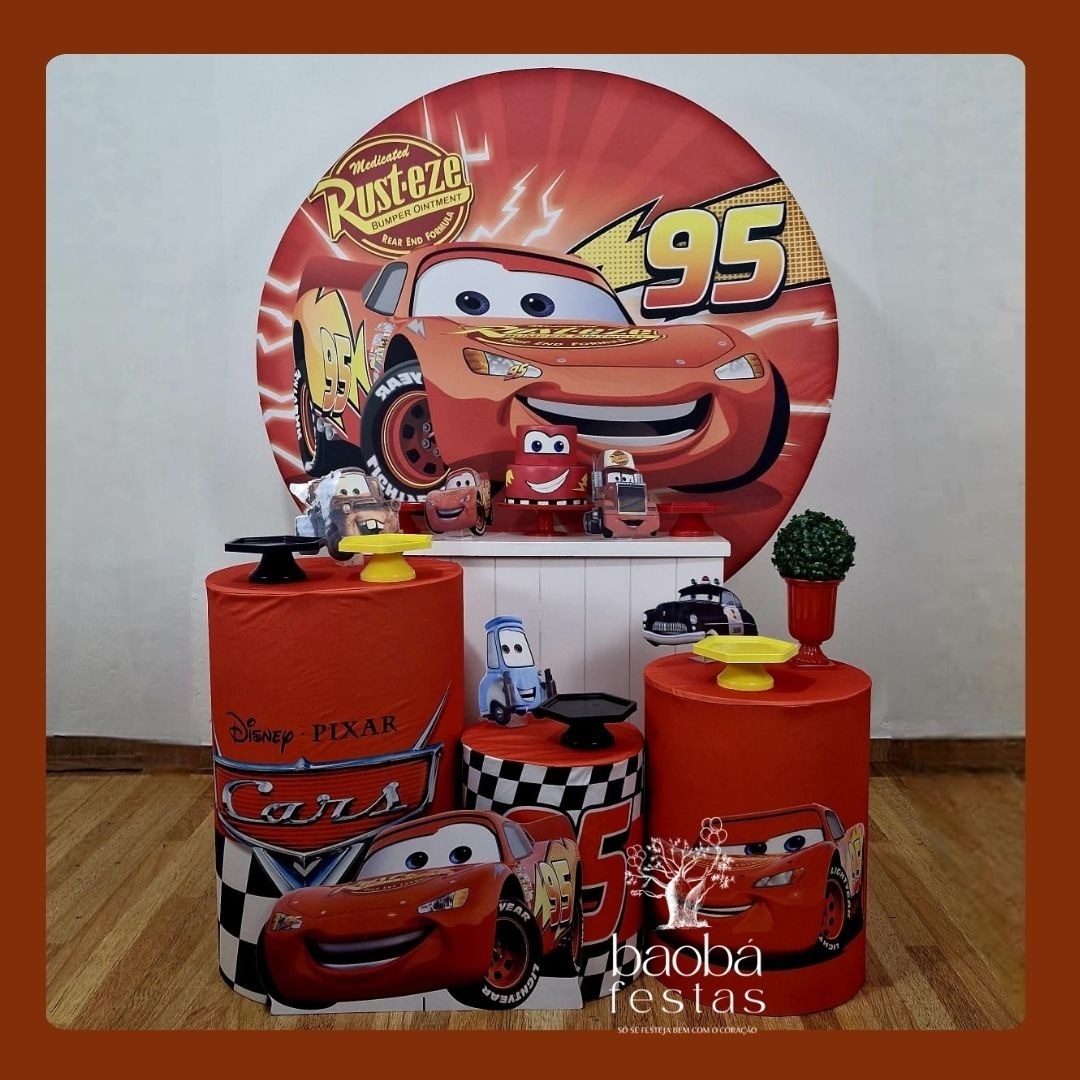 Carros - Relâmpago Mcqueen (48) - Kit Diamante (+Totem) - Baobafestas