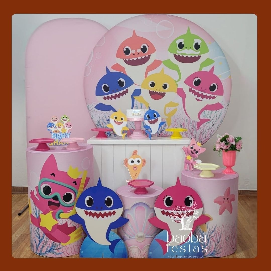 Kit Luxo - Baby Shark Rosa   - Baobafestas
