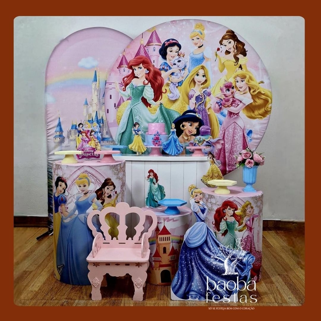 Princesas Disney (25) - Kit Luxo (+Totem + Banquinho) - Baobafestas