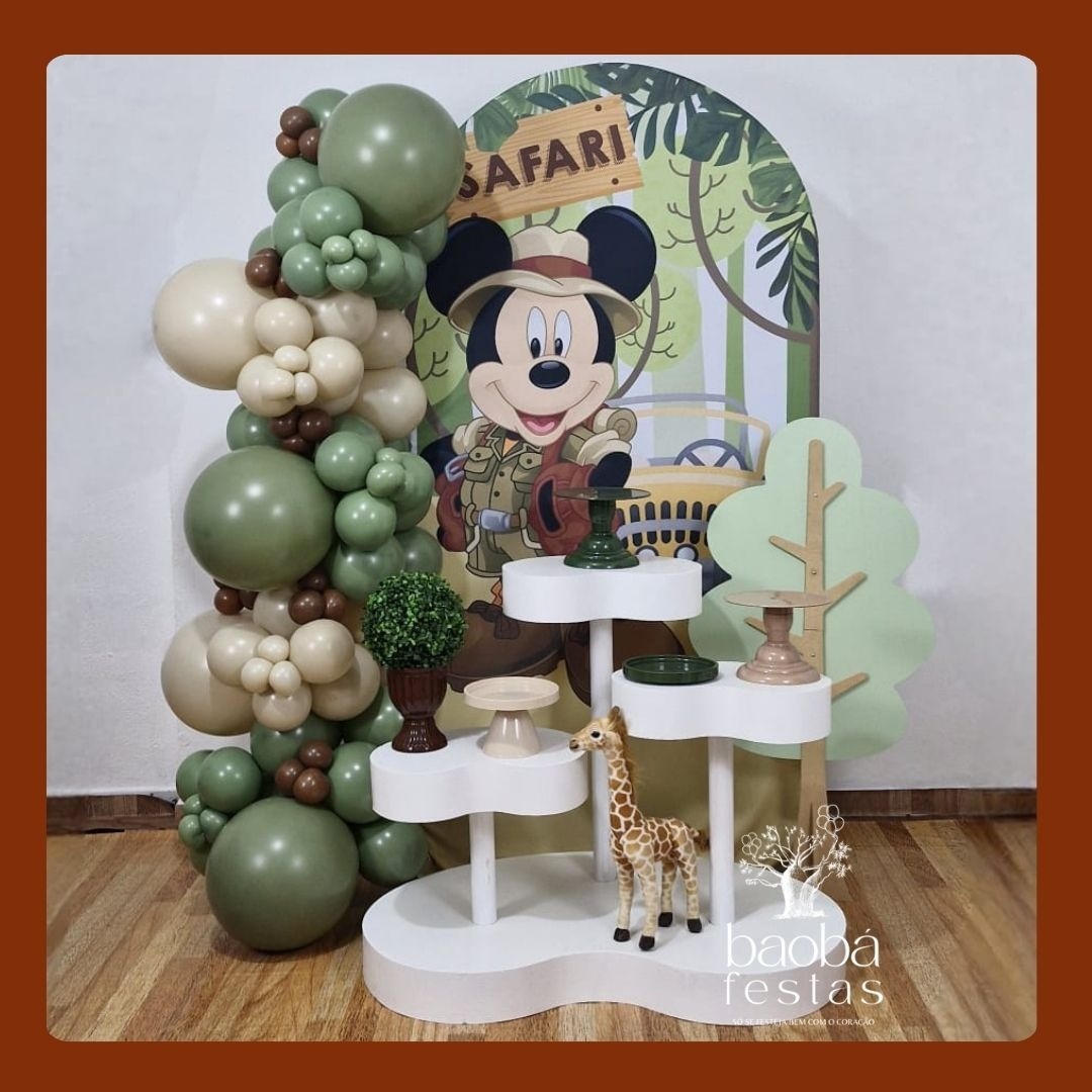 Composição - Mickey Safari - Mesas Orgânicas - Sem Balões - Com Árvore - Baobafestas