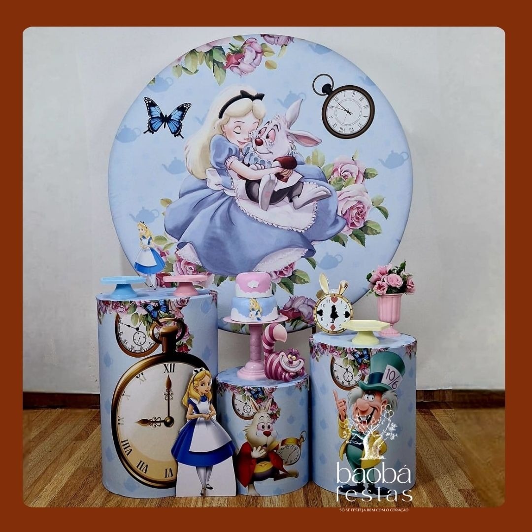 Alice No País das Maravilhas (90)- Kit Ouro (+Totem) - Baobafestas