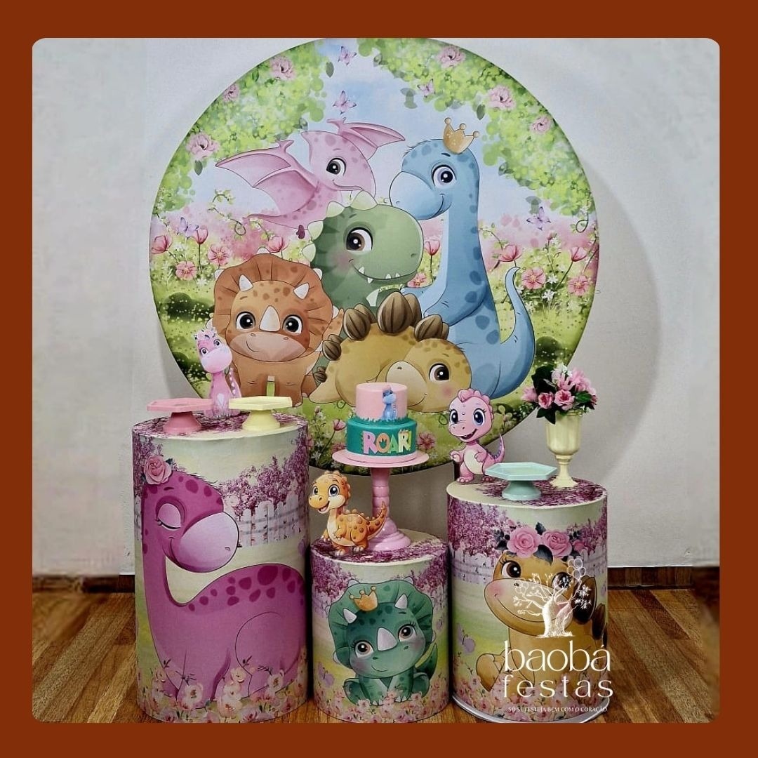 Dino Baby Rosa - Kit Ouro  - Baobafestas