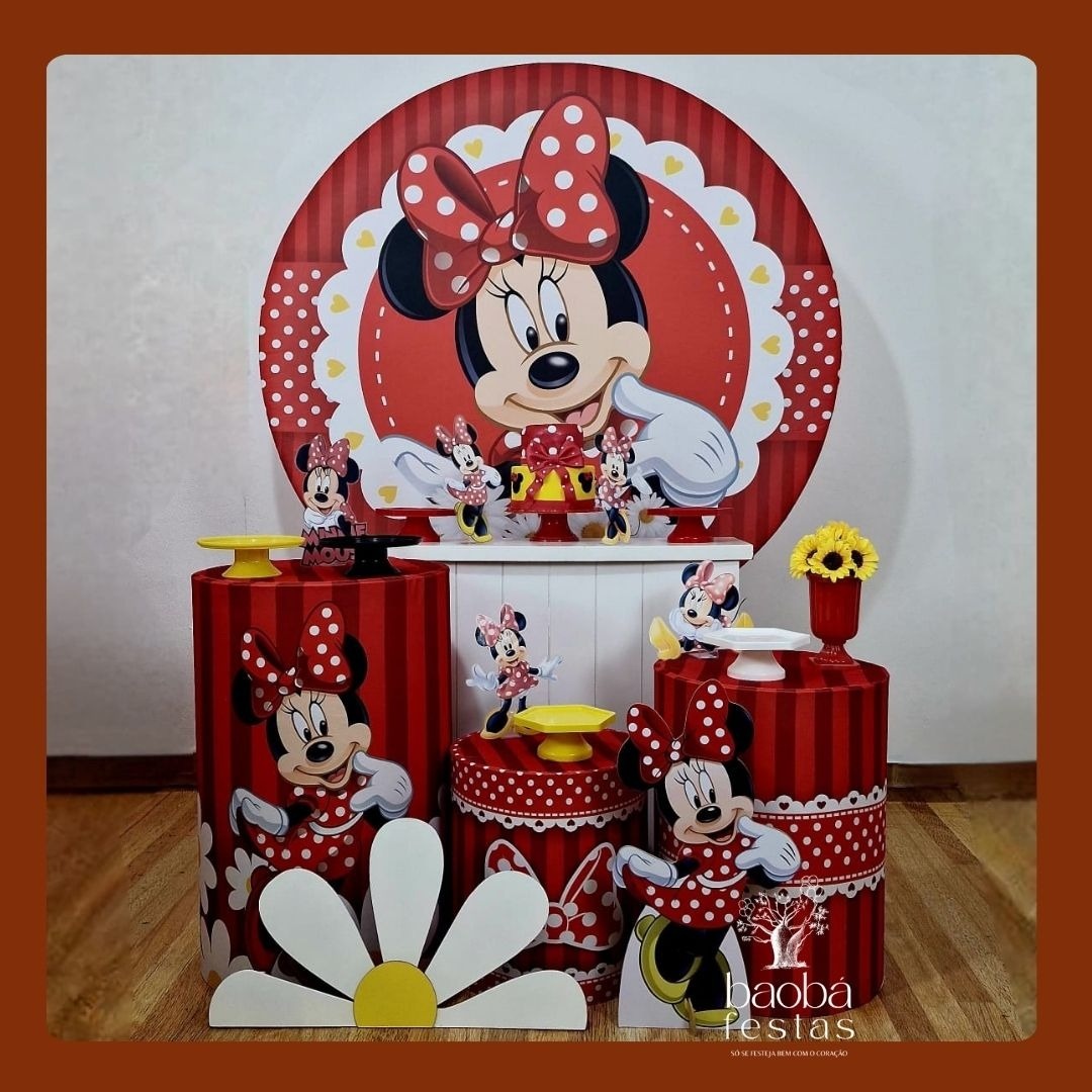 Minnie Vermelha (58) - Kit Diamante (+Totens) - Baobafestas