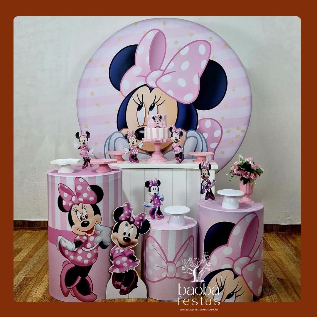Minnie Rosa (152) - Kit Diamante (+Totem) - Baobafestas