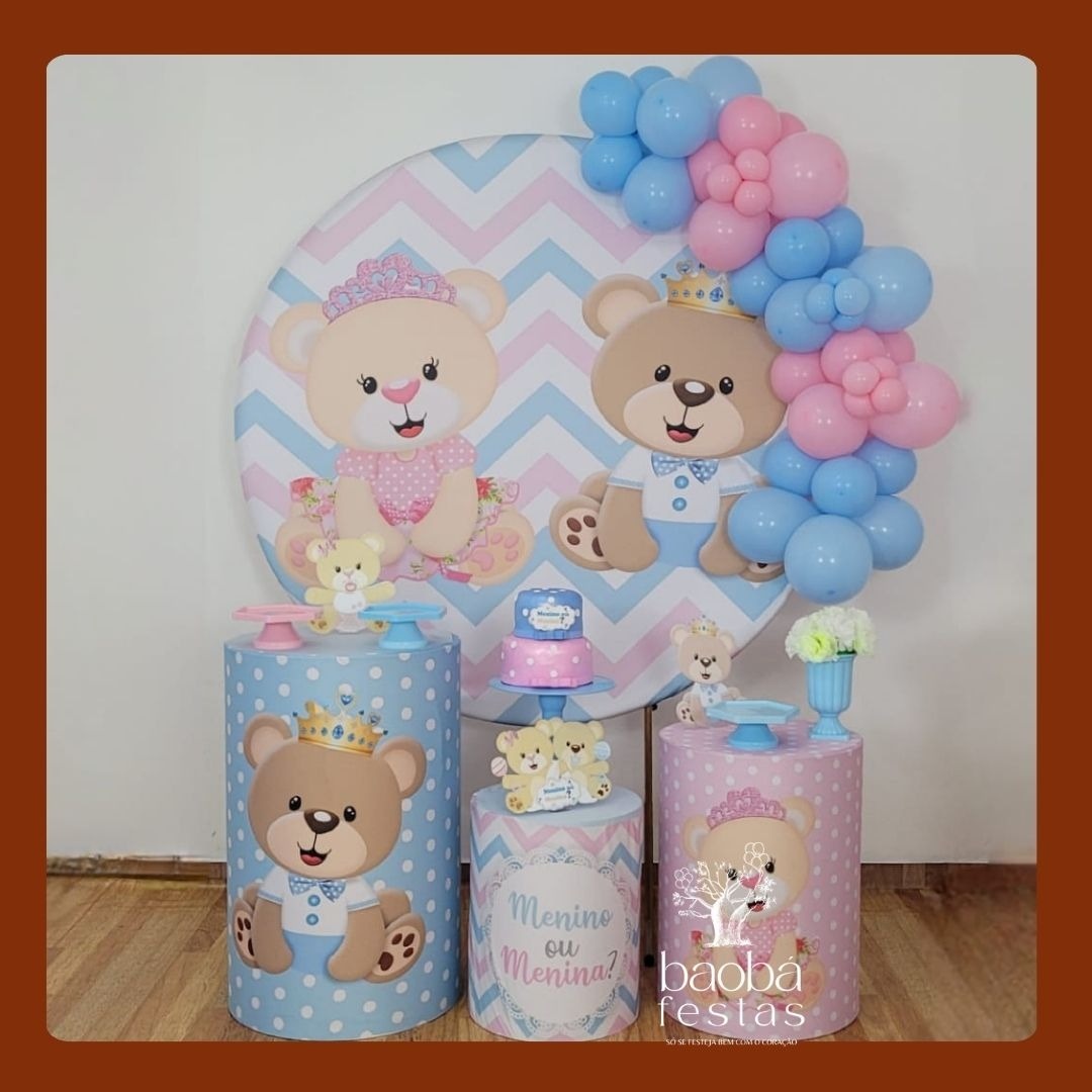 Kit Ouro - Ursinhos Azul E Rosa - Baobafestas