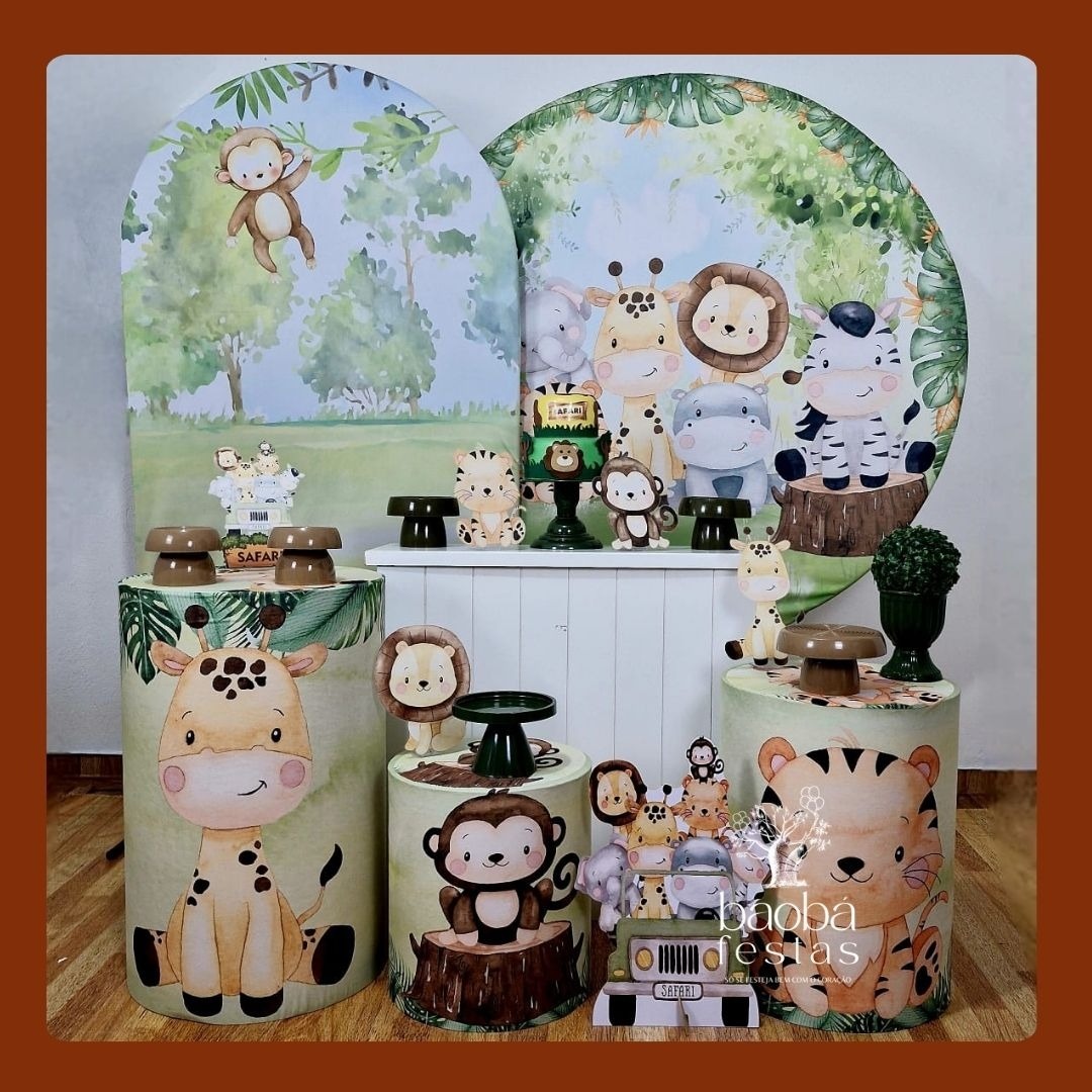 Safari Tradicional - Kit Luxo + Totem de Chão Carrinho - Baobafestas