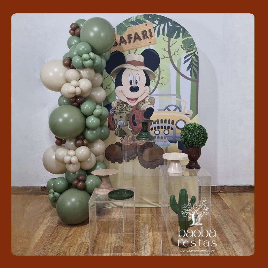 Composição - Mickey Safari - Com Acrílicos - Sem Balões   - Baobafestas