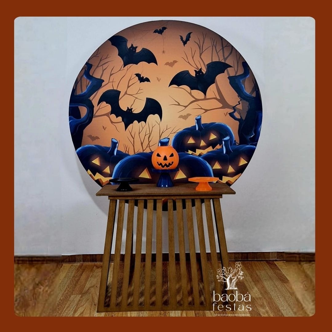 Composição - Mesa Triângulo Ripada - Halloween - Baobafestas